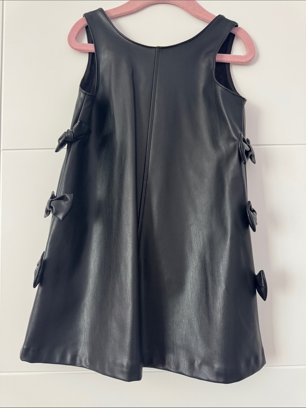 Zara Black Faux Leather A-Line Dress with Side Bows